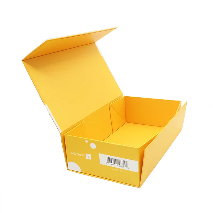 Factory Supplier Custom Yellow Printing Cardboard Gift Magnetic Paper Rigid Flat Folding Product Packaging Box
