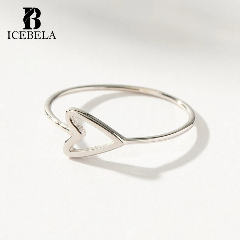 Wholesale Fine Jewelry Trendy Niche Minimalist Designer Custom Heart Hollow Out 925 Sterling Silver Rings for Women