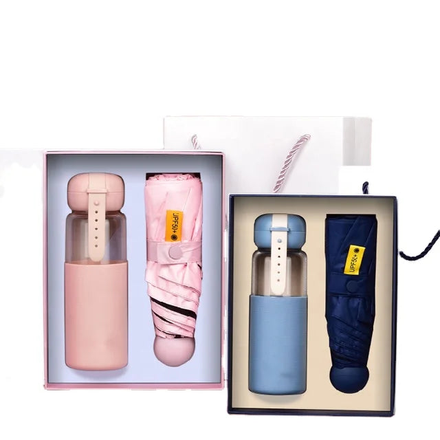 Portability Practicality Promotional Christmas Gift Set Mini Glass Cup Umbrella Souvenirs Wedding Graduation Mother's Automotive