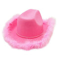 Cheap Promotional Custom Pink Western Cowgirl Hats for Women Girl Rolled  Fedora Hat Party Feather Edge Beach Cowboy Hat