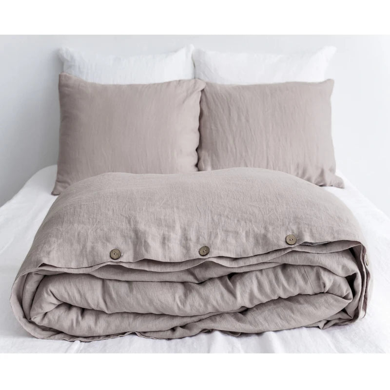 3-Piece Flat Linen Hotel Bedding Sets 100% Pure French Linen Duvet Cover Queen and Twin Sizes Woven Sheets for Home Use