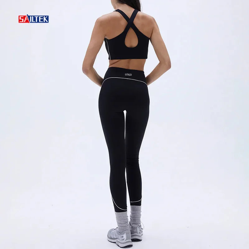 Custom Yoga Gym Wear Clothing Sets for Women Activewear Fitness Woman 2 Piece Crop Top and Leggings Set