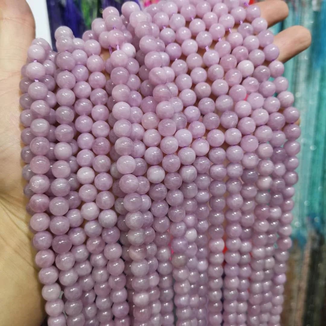 Natural 8MM Kunzite Loose Round Beads Crystal Energy Stone Healing Power for Jewelry Making