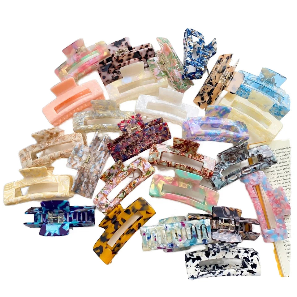 Fashion Large Rectangular Shape Acetate Hair Claw Clip Hair Accessories for Thick Hair