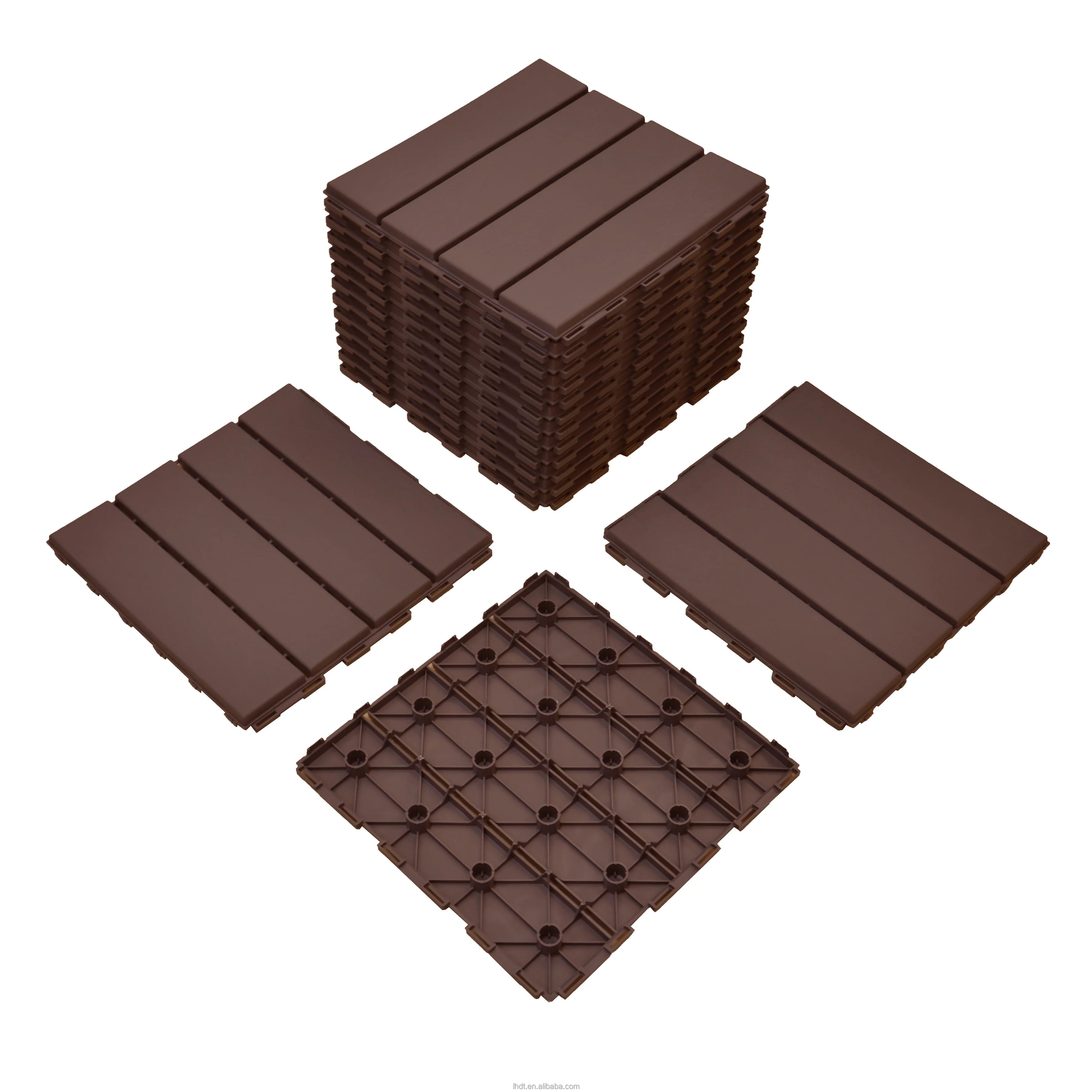 Outdoor Wooden Tinting Design 12'x12'  Plastic Interlocking Deck Tile for Garden Backyard Balcony Patio Swimming Poolside Use