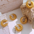Stainless Steel 18K Plating True Gold Hollow Thread Spiral Hoop Earrings Fashion Retro PVD Plating Waterproof Women's Jewelry