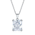 Rectangular Zircon Sterling Silver Pendant Necklace Prong Setting