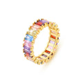 Fashion Silver Rings Jewelry 925 Sterling Silver rainbow Diamond Rings Luxury Colored Zircon Gold Plated Silver Rings Women