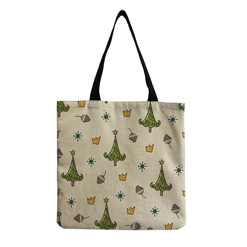 Custom Logo Durable Silkscreen Printed Reusable Home Decoration Custom Shopping Christmas Tote Bag