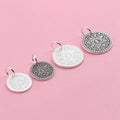 14mm 18mm Big Retro Fine 925 Antique Silver Engraving Sanskrit Flat Round Pendant for Jewelry Making
