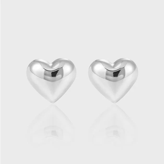 High Quality Unique Design S925 Sterling Silver Heart Cool Style Stud Earrings for Women Girl Gift ET592