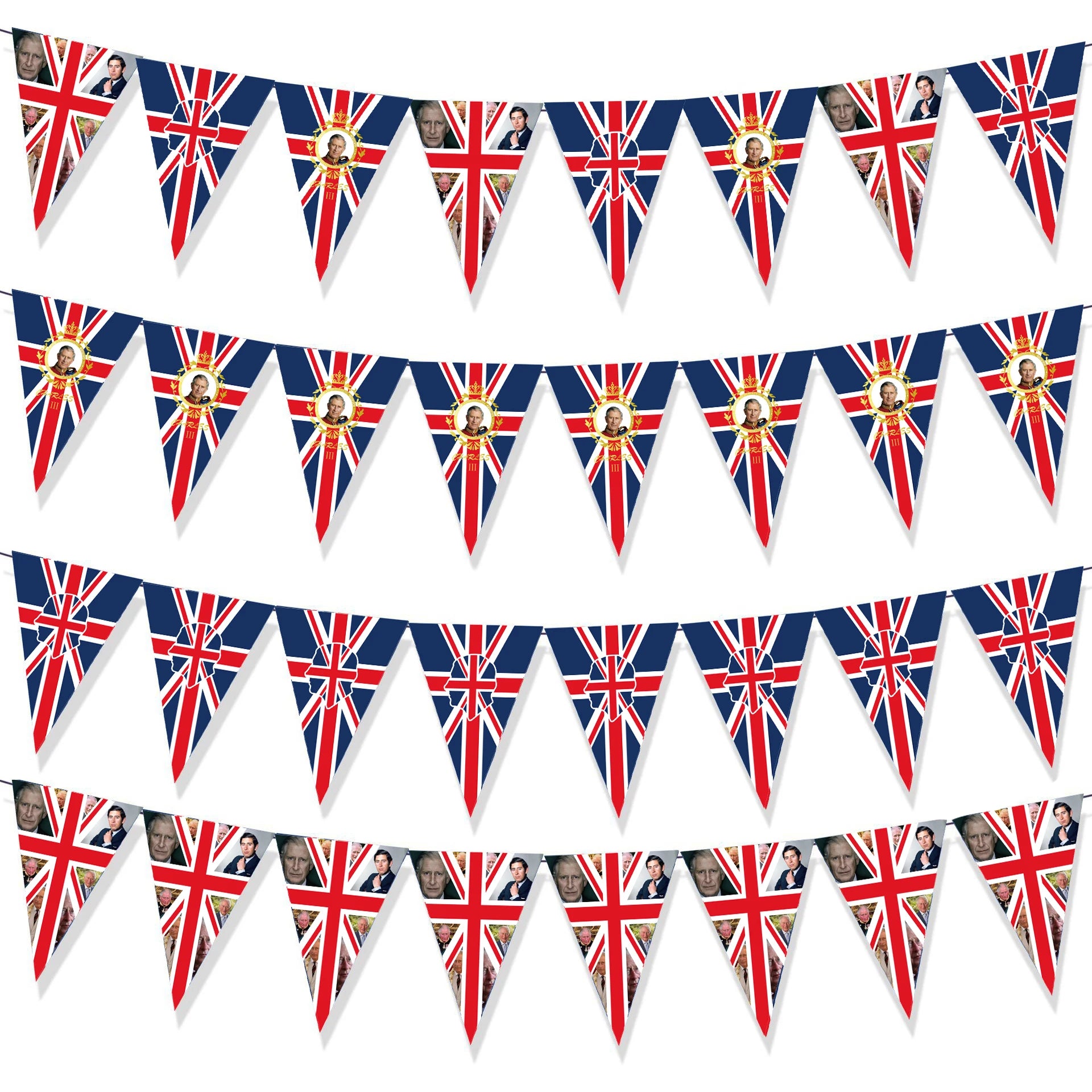 2023 Paper Banner Kings Coronation Decoration ODM King Charles III Paper Bunting Banner Set Decoration