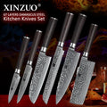 High Quality Damascus Steel Chef Knife Set With Pakka Wood Handle 6 Pieces Kitchen Knives MegaBDM