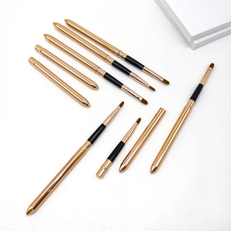 Portable Rose Gold Makeup Metal Retractable Concealer Brush Custom Logo Lip Applicator Eye Makeup Lip Brush