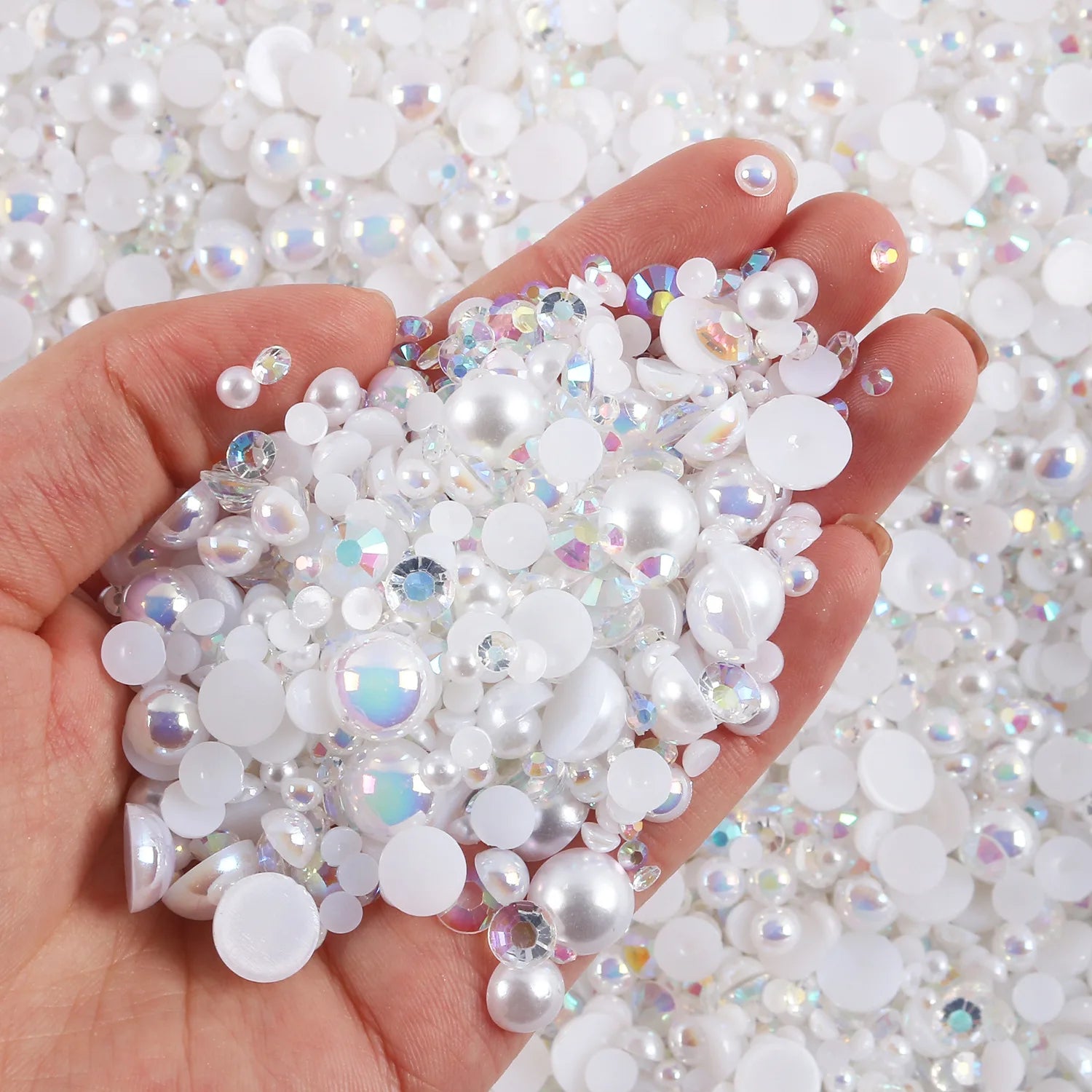 JC Crystal Wholesale Mixed Size 30g Flat Back Pearl  Hot Sales Multi Color Plastic Abs Half Flatback Pearl Rhinestone for Craft