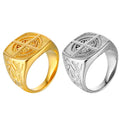 2024 New Arrival Antique Jewelry 18K Gold Plated Stainless Steel Vitruvian Compass Signet Men Compass Ring Men Cross Rings