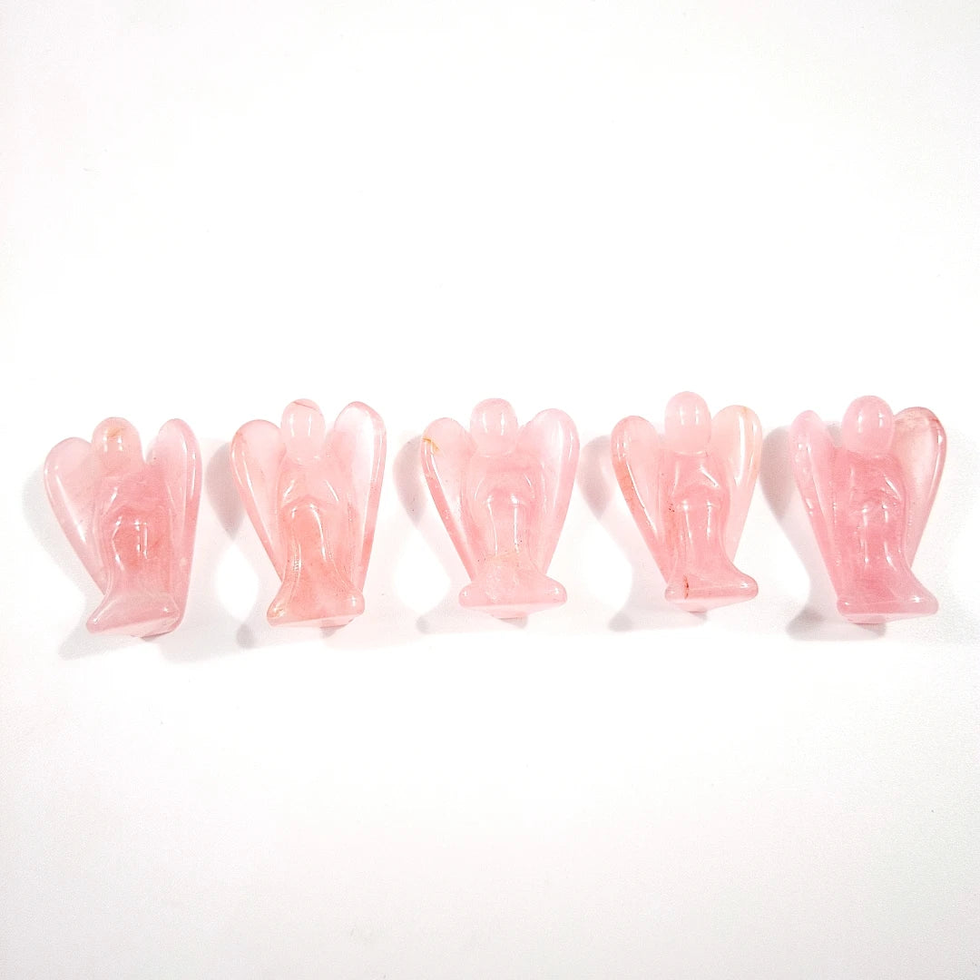 Huiying Wholesale Hot Sale 1.5 Inch Natural Gemstones Folk Crafts Decoration Angel Rose Quartz Animals for Healing Crafts