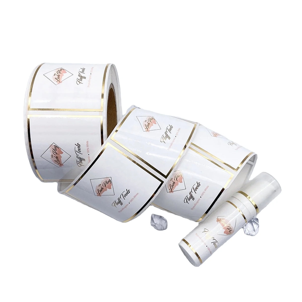 Round Logo Sticker Label Gold Transparent Print Vinyl Waterproof PVC Digital Printing Adhesive Sticker Gift & Craft Accept Foil