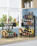 Experienced Factory Kitchen Seasoning Rack with Cover Double Tiers Metal Standing Type for Spice Storage