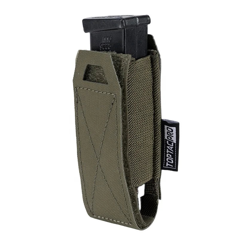 TOPTACPRO Tactical Laser Cutting Magazine Carrier Pouch Waist Belt Single Mag Holster Single Magazine Pouch for 9mm Mag