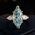 Rose Gold Grey Moissanite Engagement Ring 3 Stone Wedding Ring Wholesale Moissanite Rings
