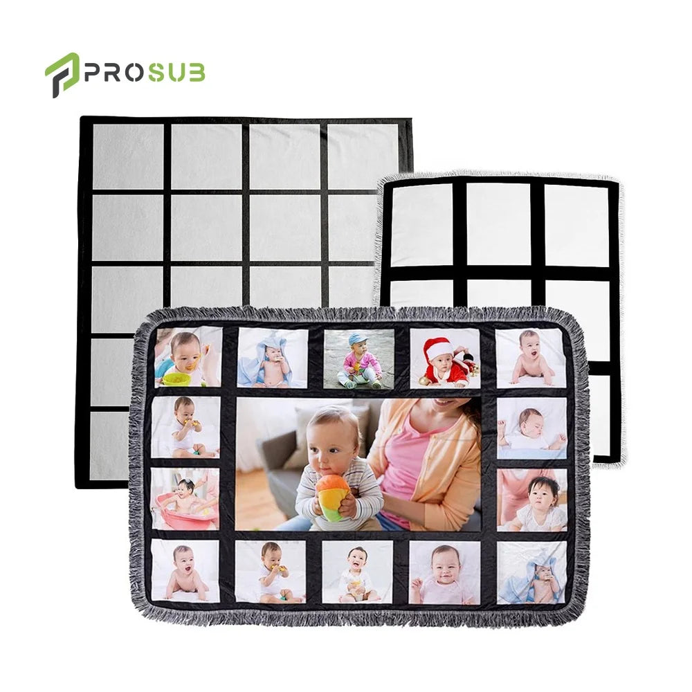 Prosub Wholesale Sublimation Blank Blankets 9 15 18 20 Panel Flannel Custom Printing Photo Sublimation Blanket