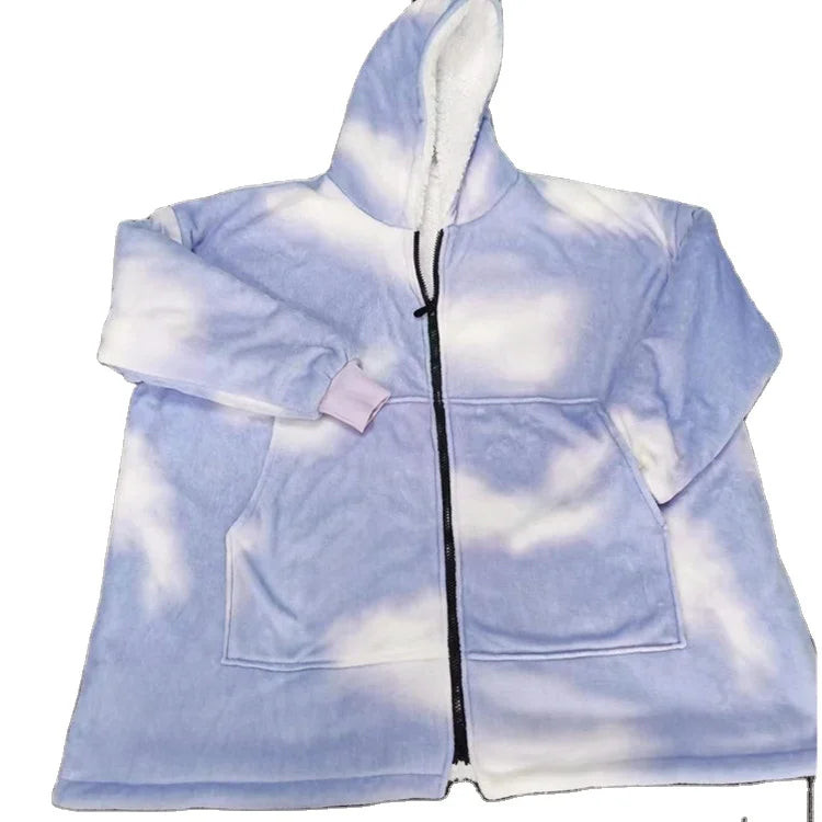 Warm Wearable Sweatshirt Fleece Blanket Hoodie Oversized Hoodie Blanket with Sleeve