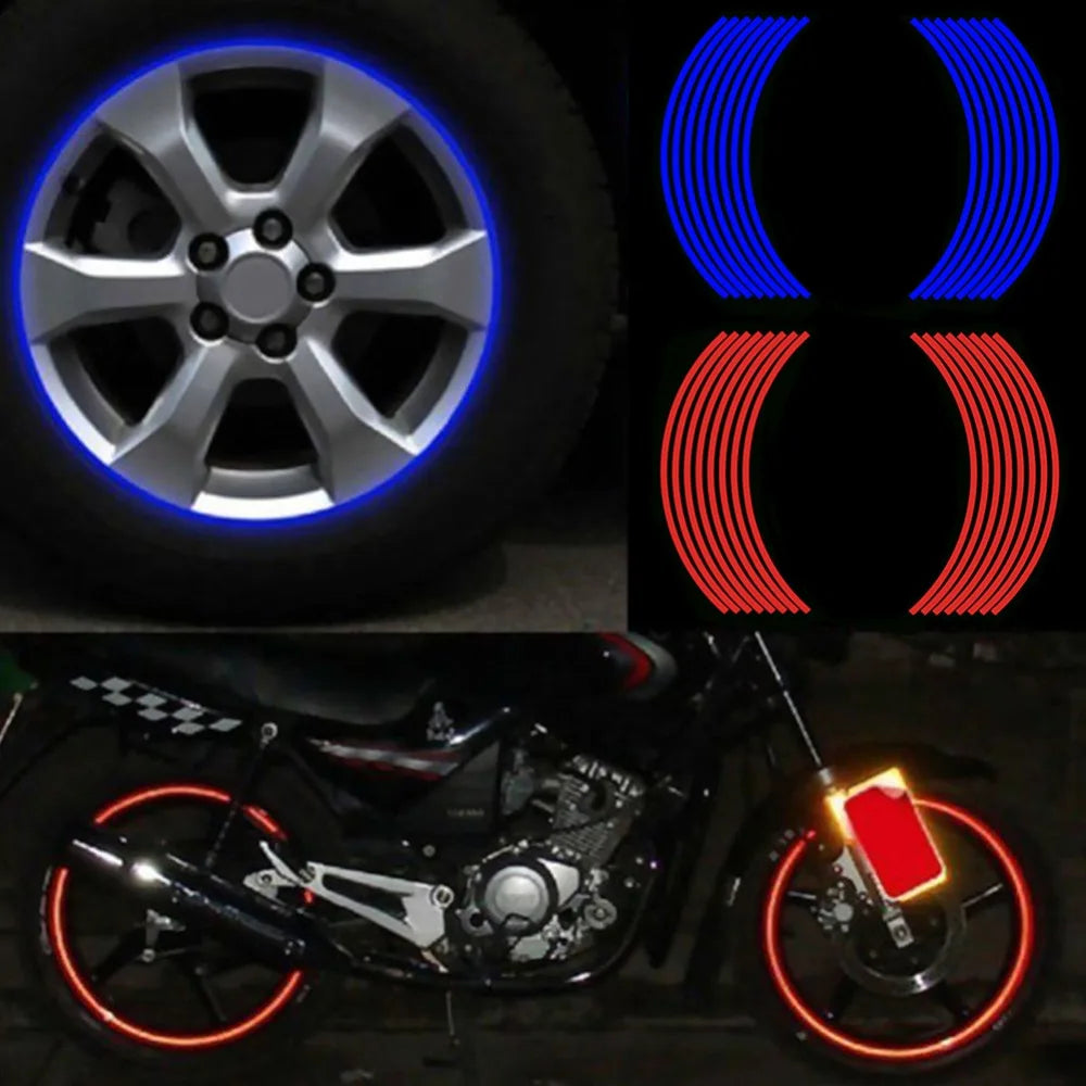 Factory Price Tire Reflective Sticker 18 Inches Car Decal Auto Wheel Rim Tape Universal Fluorescent Motorbike Light Bike Decals MegaBDM