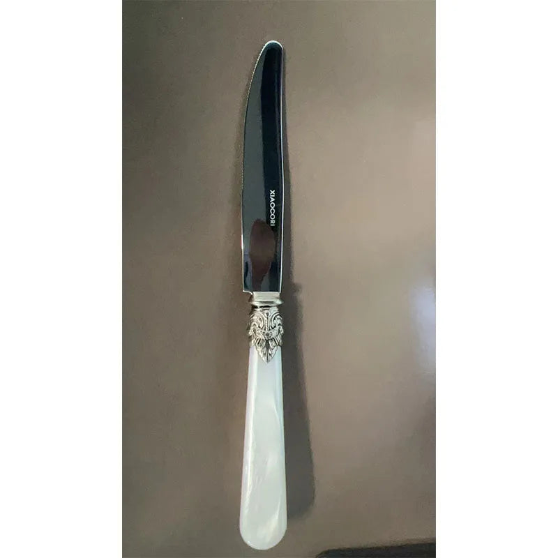 XIAOCORI High End Dinner Knife Stainless Steel 18/10 Royal Luxury Knife with White Plastic Acrylic Handle