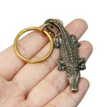 Antique Bronze 3D Metal Crocodile alligator Keychain Mini Figurines Vintage Alligator Statue Desk Ornaments Home Feng Shui Gift
