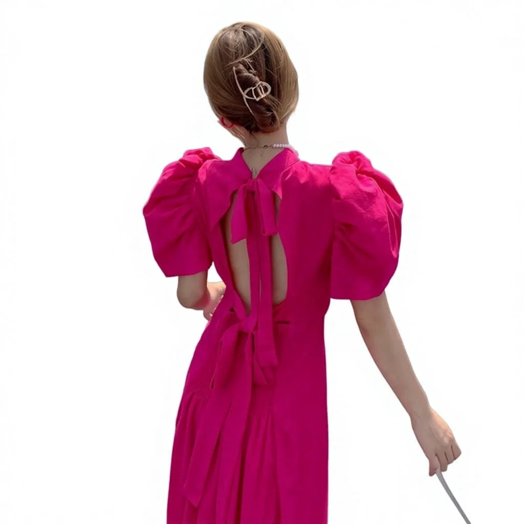 Summer New Style Strappy Sleeveless Backless Natural Waist Slimming Dress Sashes French Temperament A-Line Silhouette