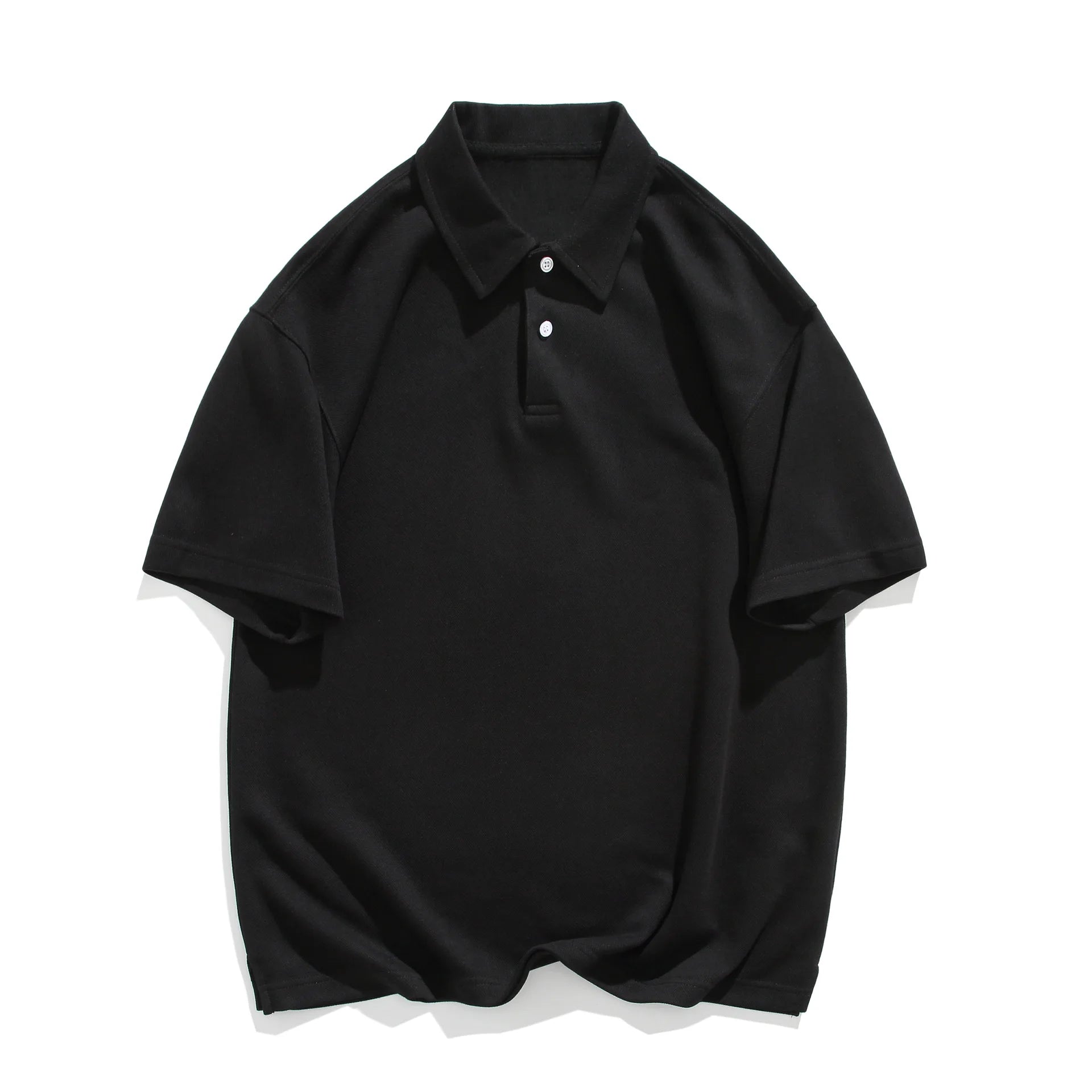 High-quality 300g Comfortable Solid Color Lapel Breathable 83% Cotton Large Version Loose New Polo Shirt for Men
