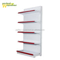Easy Installation Heavy Duty Iron Steel Modern Supermarket Grocery Shelves Perforated Design Freestanding Shelving