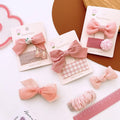 MIO 2pcs/ Set Sweet Pink Hair Clip Flower Bowtie Shape Duck Bill BB Clip Girls Glitter Pearls Mesh Hairpins Sets