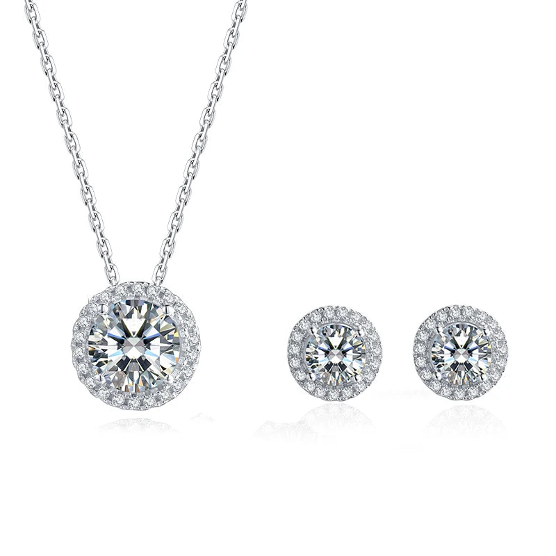 Jewelry Manufacturer China Sterling Silver 925 Jewellery Set Moissanite Earing and Necklace Set Jewelry