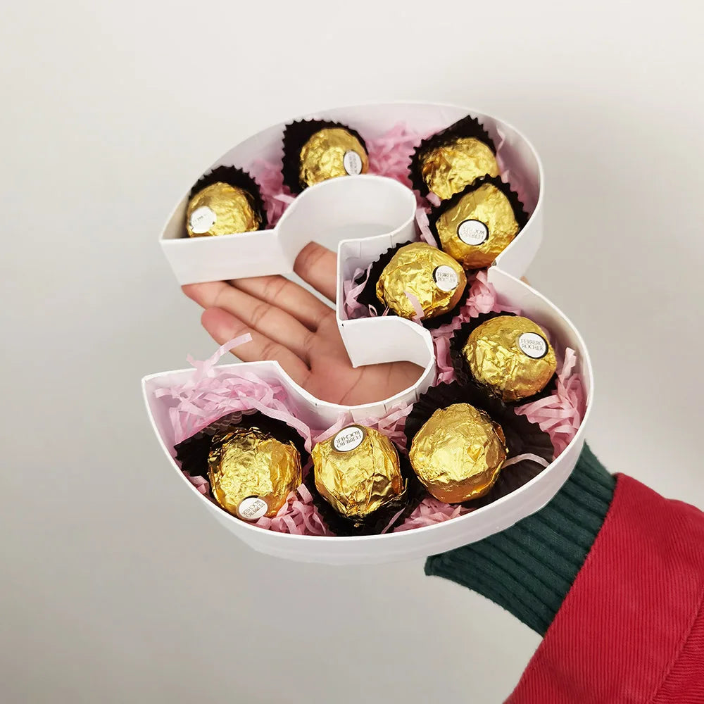 Sweet Gummy Jelly Candy Packaging Chocolate Filler Number Cardboard Shaped Box for Treat