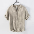 LIVE STREAM Available Fashionable Custom Retro Pure Ramie Soft Fabric Casual Solid Color Short Sleeves Men T-Shirt Best Price