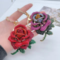 Jachon Alloy Cute Diamond Rose Car Keychain Women's Bag Accessories Flower Metal