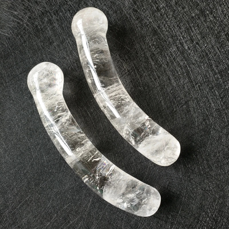 Huiying Wholesale Natural clear Quartz Crystal Stone Yoni Curved Wand for Sexy Healthy