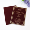 Luxury Burgundy velvet and Gold Glitter Invitation Card for Wedding and Birthday Velvet Invitation Card with Velvet Envelope