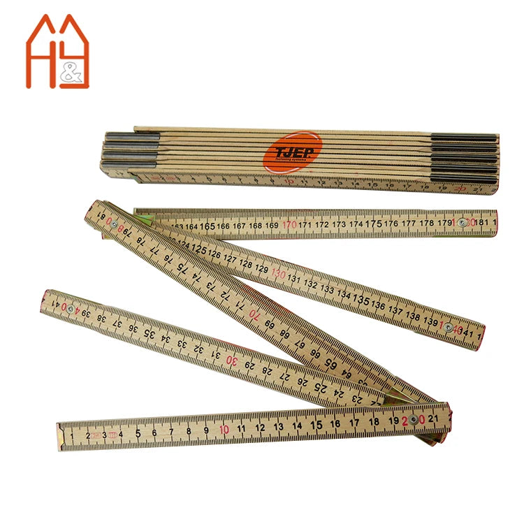 Custom 2m 10 Fold Woodworker's Tape Measure - Portable Durable Wooden Ruler