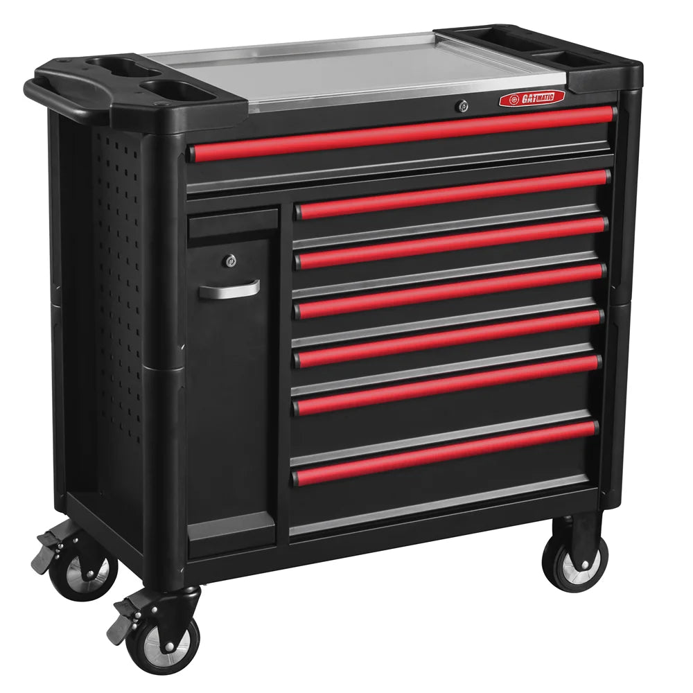 GATmatic Professional Heavy-Duty Iron Mobile Workbench New Model Tool Trolley Storage Cabinet 7 Drawers for Car Repair Workshop