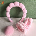 Hot Selling Spa Headbands Soft Hand Cuffs Facial Washing Set Natural Konjac Face Sponges