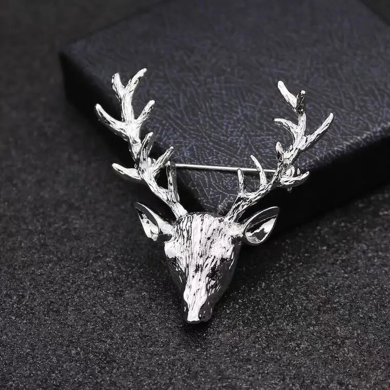 Retro Brooch Pin Original Deer Head Brooches for Women and Men Suit Shirt Collar Accessories Christmas Xmas Antlers Pin