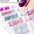 GREENKEM Glass Film Paper Foil Decals 3D Laser Strip Nail Decoration Nail Art Broken Glass Holographic Paper Sticker