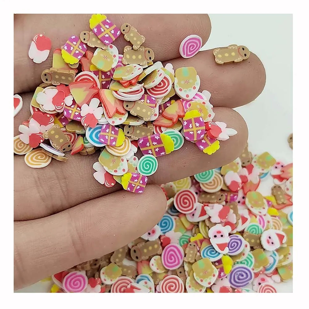 Yiwu Factory Supplier Polymer Clay Swirl Candy Slices Round Ball Beads Fit Mud Nail Accessory Slime Material