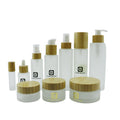 Custom Color Frosted Cosmetic Jar Bamboo Body Butter Cream Glass Jar with Bamboo Lid 8oz 50g 100g
