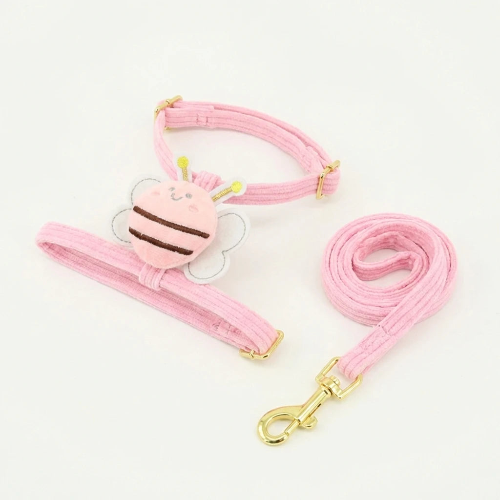 Cute Bee Adjustable Cat Harness Leash Pets Collar for Small Dog Cats Safe and Comfortable Outdoor Walks