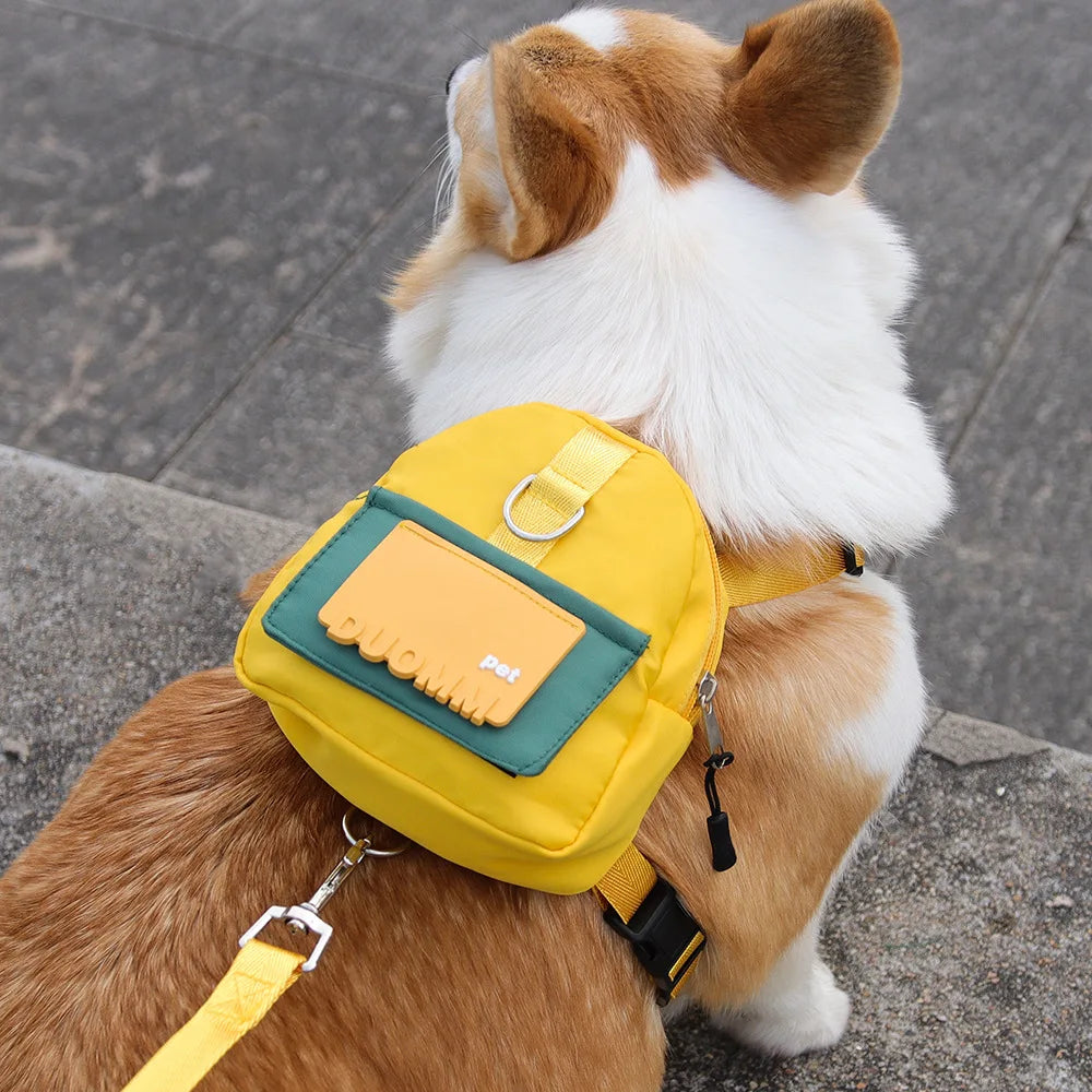 Dog Backpack Harness With Dog Poop Bag Dispenser Pet Self Carrier Adjustable Dog Harness With Self Carrier Backpack