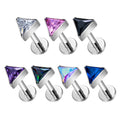 G23 ASTM F136 Titanium Piercing Triangle Shape Zircon Inlay Earrings Nose Stud 16G Ear Tragus Helix Cartilage Piercing Jewelry